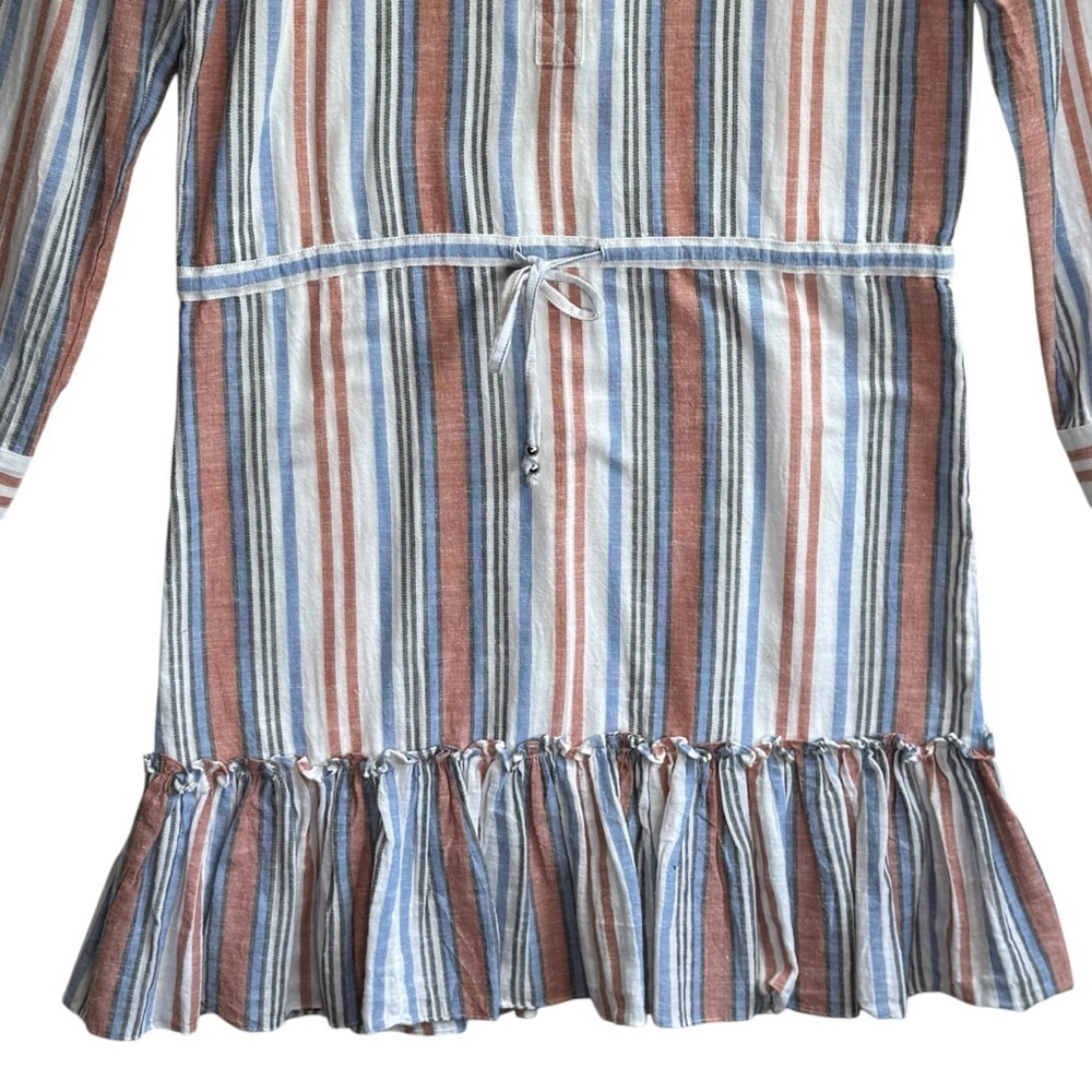 Veronica Beard Ardith Ruffled Striped Cotton Mini Shift Dress. Size XS - Picture 3 of 15